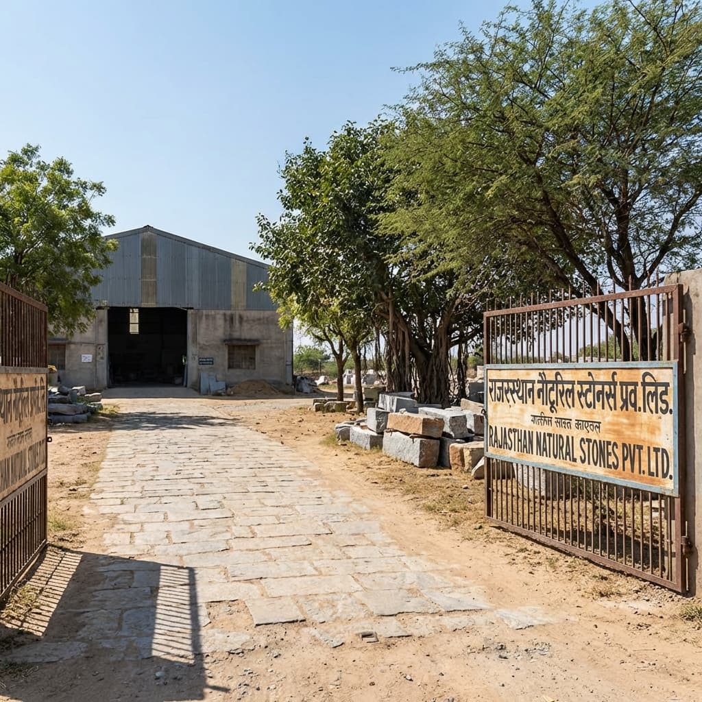 Natural stone factory entrance